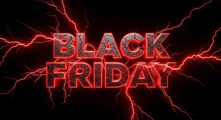 Electrifying Black Friday sale graphic. Perfect for promotions, advertisements, and marketing campaigns. Creates urgency for deals, discounts, and holiday shopping.