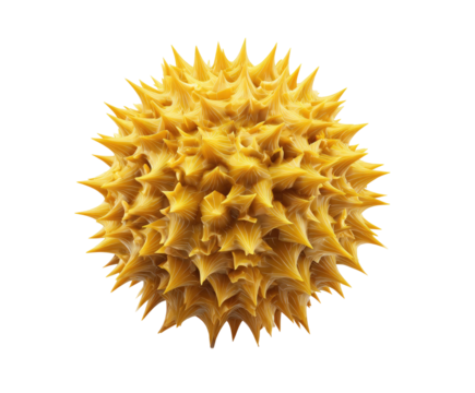 Golden, spiky sphere on black background, looks organic with an odd, intriguing texture, and striking, detailed rendering