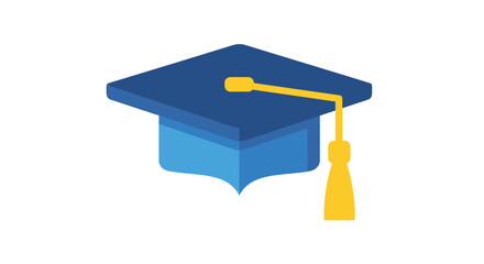 Blue Graduation Cap with Yellow Tassel Isometric View.