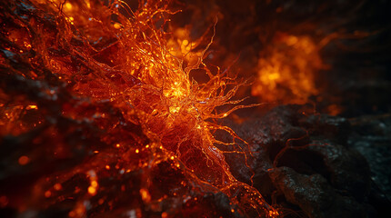 Red neuronal de ámbar y cobre orgánico
