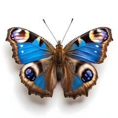 Close-up of a giant peacock butterfly against a white background (2)
