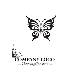 Elegant Butterfly Logo Symbol in Black on White Background with Minimalist and Modern Design
