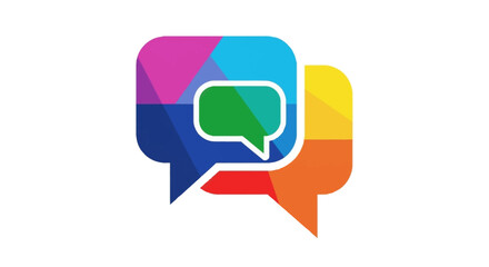 Naklejka premium Colorful speech bubbles representing communication and conversation in a vibrant design.