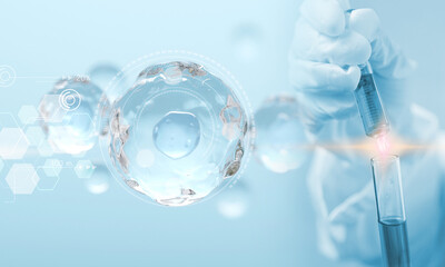 Scientist Working with Cells and Test Tubes