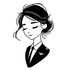 Flight Attendant. Flight Attendant simple black and white line art vector logo
