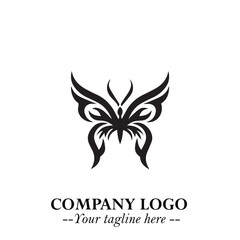 Elegant Butterfly Logo Symbol in Black on White Background with Minimalist and Modern Design
