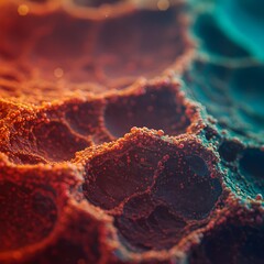 Intriguing Abstract Macro Vision: Vibrant Dynamic Patterns Merge with Surreal Ethereal Textures, Evoking Mysterious Energy in Soft Ambient Light