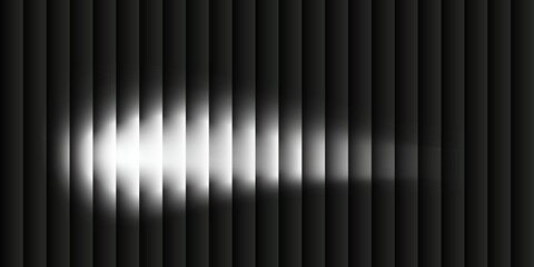 Obraz premium Abstract black and white light wave pattern with gradient lines and glowing center. Modern geometric background symbolizing motion, energy, and sound frequency. Perfect design for digital