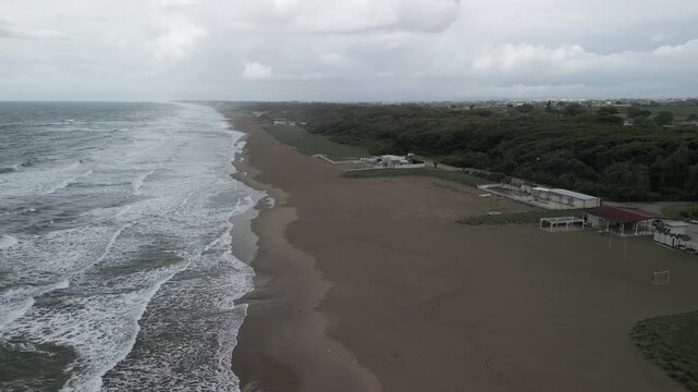 drone, vista su litorale di Eboli, Campania Italia