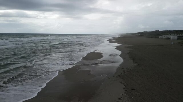 drone, vista su litorale di Eboli, Campania Italia