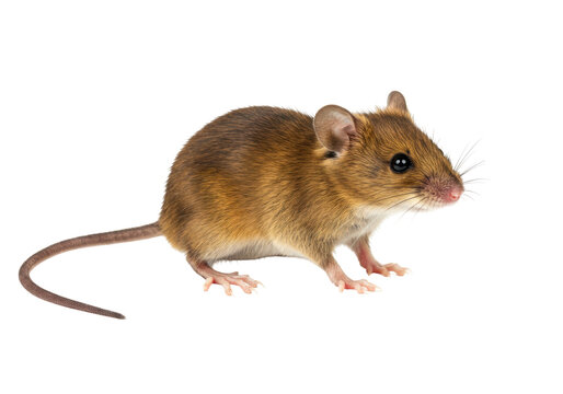 Isolated Deer Mouse, brown rodent, mammal, and animal is sitting or standing still looking off
