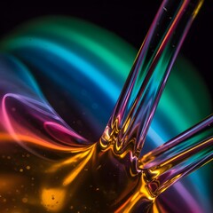 Abstract Macro Explosion: Unbound Cascading Symphony of Vibrant Colors, Dynamic Fluid Motion, and Sleek Textural Reflections Embracing Transcending Exhilarating Energy