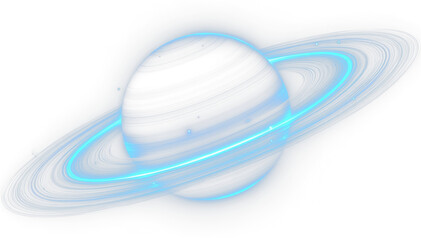 Geometric Space Concept with Planet Illustration PNG.