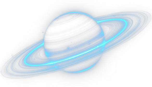 Geometric Space Concept with Planet Illustration PNG.