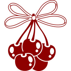 Red Cherry Icon With A Bow On A Transparent Background Simple Graphic Design Of Fresh Ripe Fruit