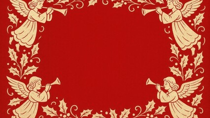 Vintage angels with festive holly wallpaper