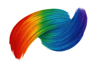 Fototapeta premium Rainbow color paint brush stroke creating abstract art element, vibrant texture, isolated artwork on transparent background