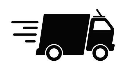 Fast delivery truck icon – express shipping, logistics, speed service, transportation, courier, and freight concept in modern blue and black vector design