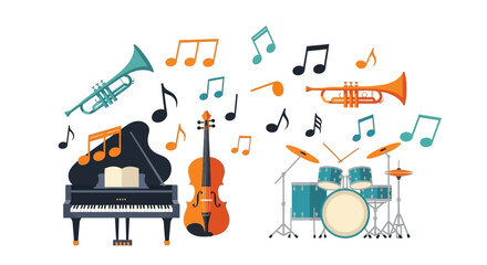 Collection of Musical Instruments and Notes.