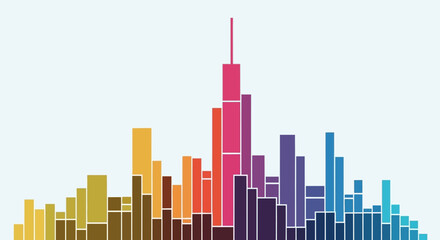 Colorful Cityscape Silhouette - A Vibrant Urban Skyline.