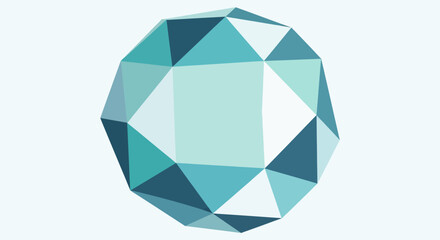 Geometric Gemstone Design with Teal and Blue Facets.