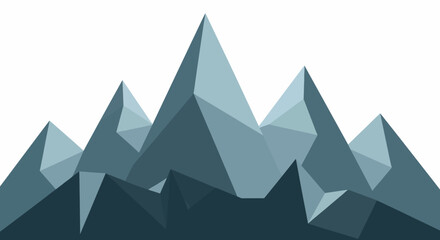 Geometric mountain range illustration in shades of blue, minimalist design.