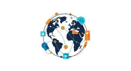 Global Network Connections and Digital Communication Around the World.