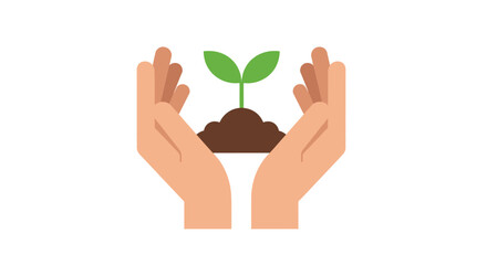 Hands protecting a small plant, nurturing growth and nature.