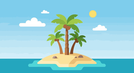 Fototapeta premium Tropical Island Paradise with Palm Trees and Ocean View.