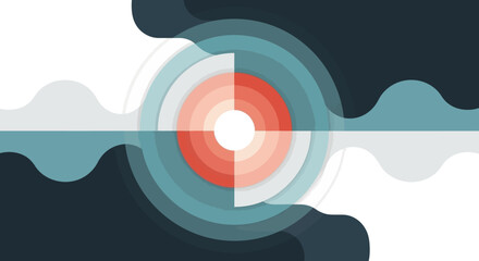 Abstract Concentric Circles and Wavy Shapes in Modern Design.