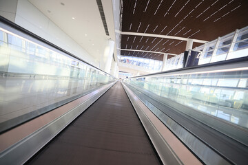 airport interior, light abstract background in airport lounge