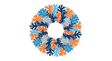 Abstract Coral Reef Wreath Design with Vibrant Colors.