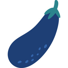 A Blue Eggplant Vegetable With Green Stem And Blue Spots On Its Body Set Against A White Background And Isolated