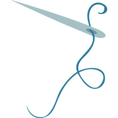 A Blue Sewing Needle Piercing Through A Teal Eyelet With A Flowing Teal Thread Creating A Delicate Swirl On A White Background Studio Shot