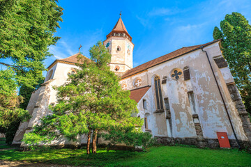 Prejmer Fortified Church, a UNESCO World Heritage site, displaying its medieval Romanesque Lutheran architecture and defensive walls. UNESCO site of Romania in Transylvania