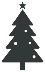 Christmas Tree Icon with Star Topper and Ornaments Holiday Season Celebration Design Element