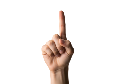 A hand pointing upwards, with the index finger extended