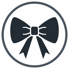 Graphic Silhouette of a Bow with Tails inside a Circle Border for Celebration