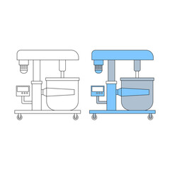 Paint mixer machine. Painting industry. Factory equipment. Technology. Vector illustration.