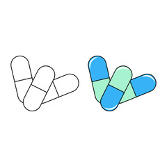 Capsule pill. Health theme. Medicine. Medical treatment. Vector illustration.