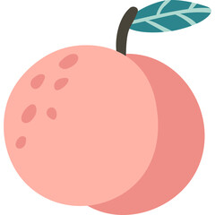 A Pink Peach Fruit With Green Leaf And Brown Stem On Transparent Background Isolated