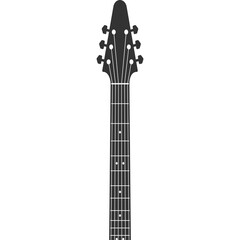 Fototapeta premium A Detailed Black Silhouette of a Guitar Neck and Headstock on a Transparent White Background Ideal for Graphic Design and Music Themes