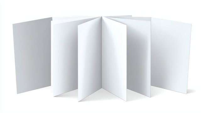Accordion Book. Four Isolated Pages Leaflet with Panel Fold Design