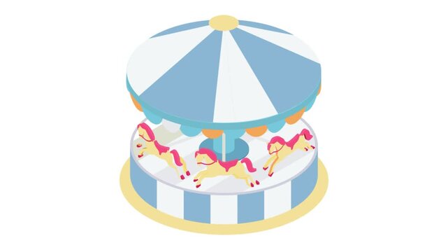 A classic carousel showcasing a row of ornate horses, ready for children to enjoy a whimsical ride.