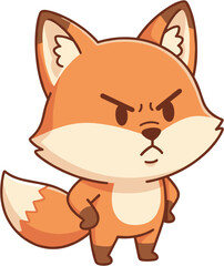 Cartoon illustration of an angry fox with furrowed brows and arms akimbo.