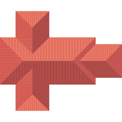 Red Rooftop Architecture From Above Clean Geometric Shapes Flat Design Simple Modern Building Element Isolated On White Background