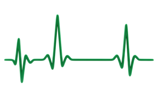 Isolated green heartbeat rhythm line, pulse wave symbol in a heart rate monitor tracing