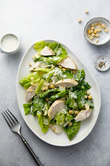 Traditional Caesar salad with chicken