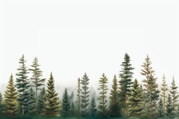 Fototapeta premium A pine tree border outdoors woodland nature.