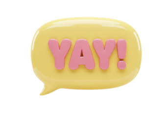 Isolated speech bubble with the word YAY inside it; expressing happiness, excitement